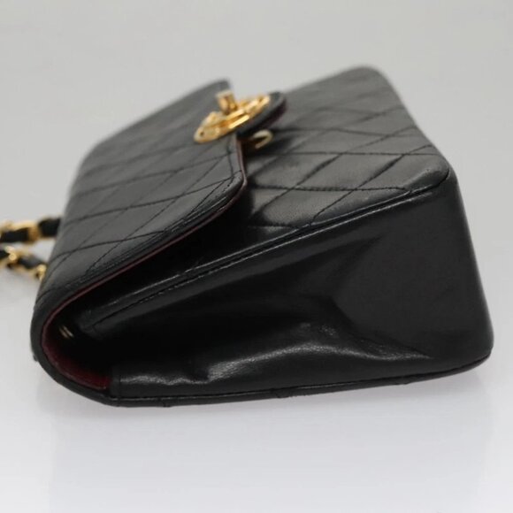 CHANEL Chain Matelasse Shoulder Bag Lamb Skin Black Gold CC Auth PP133 - Picture 5 of 16